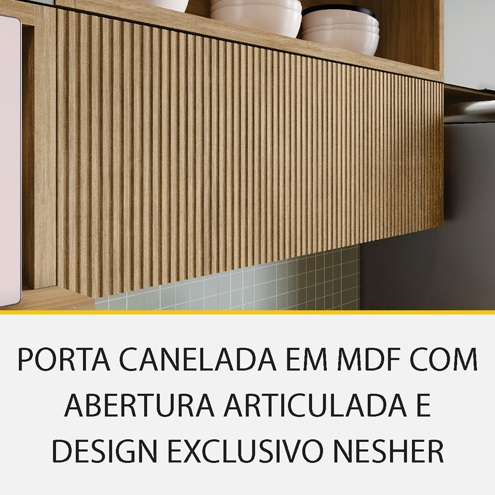 Cozinha Compacta Marquesa II 100% MDF 7 Portas 6 Gavetas Verde e Nature