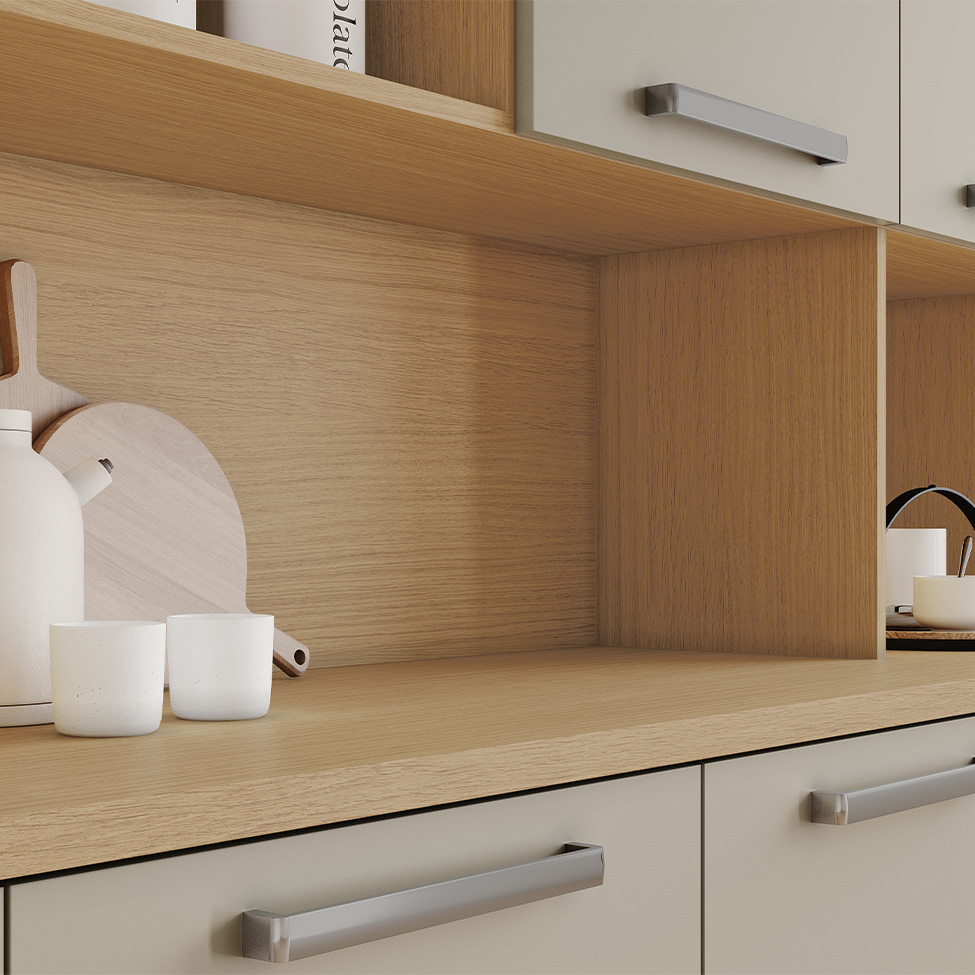 Cozinha Compacta Nobreza 100% MDF 5 Portas 2 Gavetas Carvalho e Greice