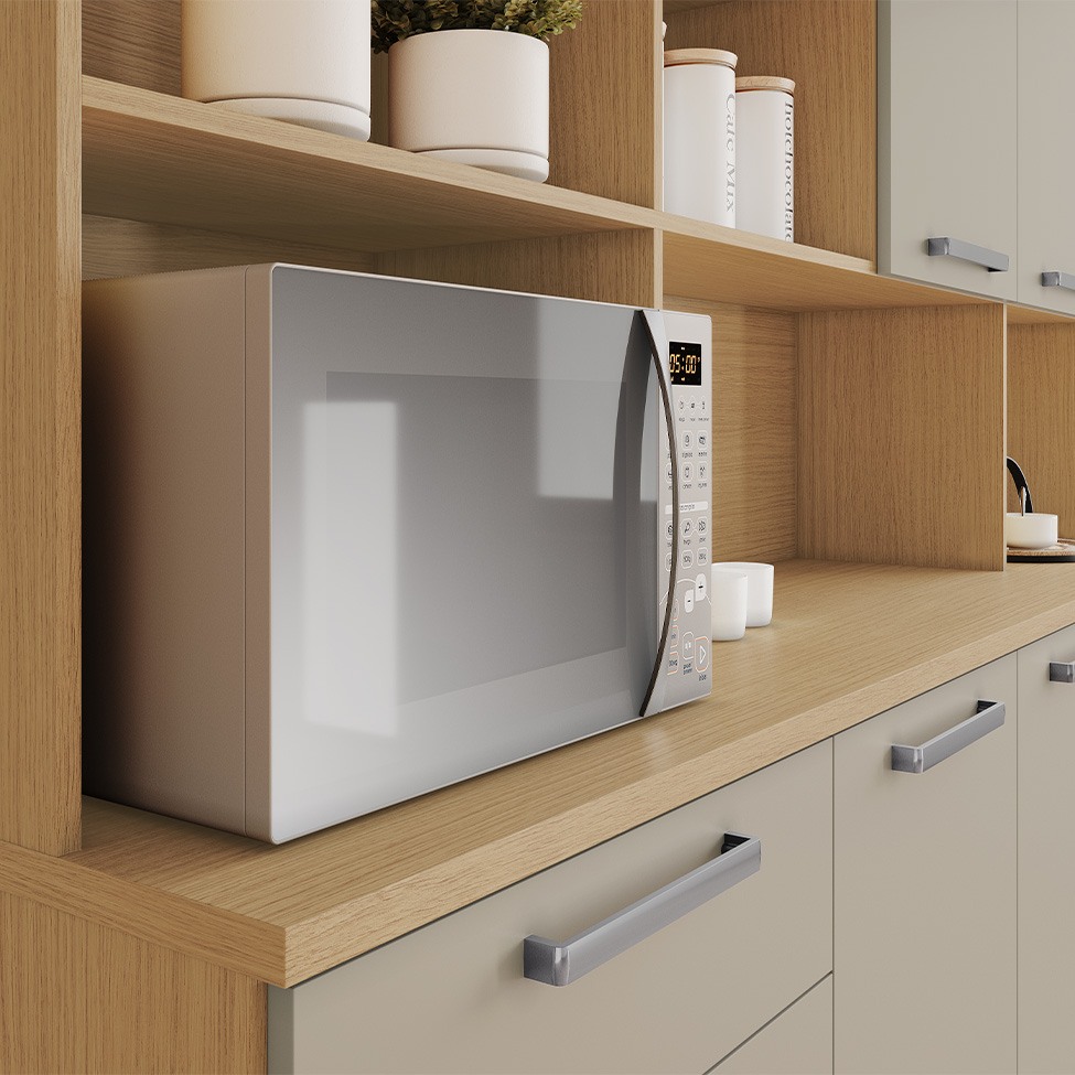 Cozinha Compacta Nobreza 100% MDF 5 Portas 2 Gavetas Carvalho e Greice