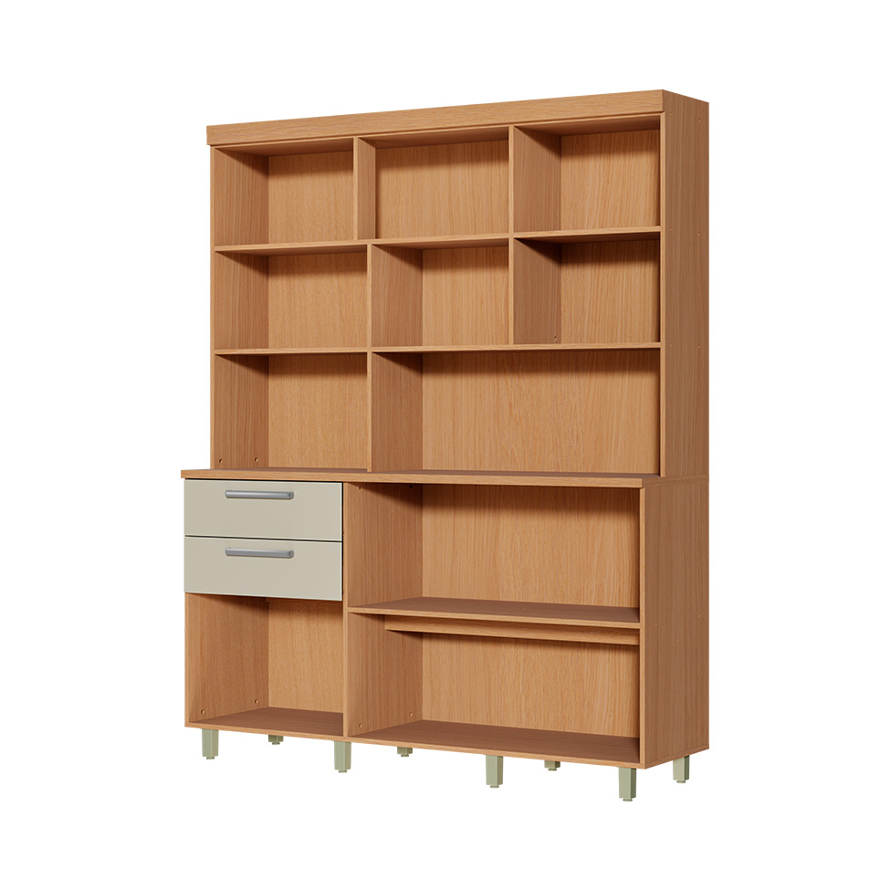 Cozinha Compacta Nobreza 100% MDF 5 Portas 2 Gavetas Carvalho e Greice