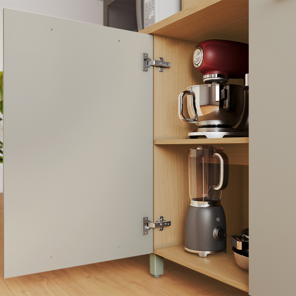 Cozinha Compacta Nobreza 100% MDF 7 Portas 2 Gavetas Carvalho e Greice