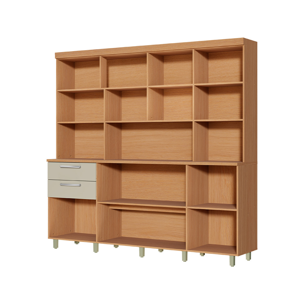 Cozinha Compacta Nobreza 100% MDF 7 Portas 2 Gavetas Carvalho e Greice