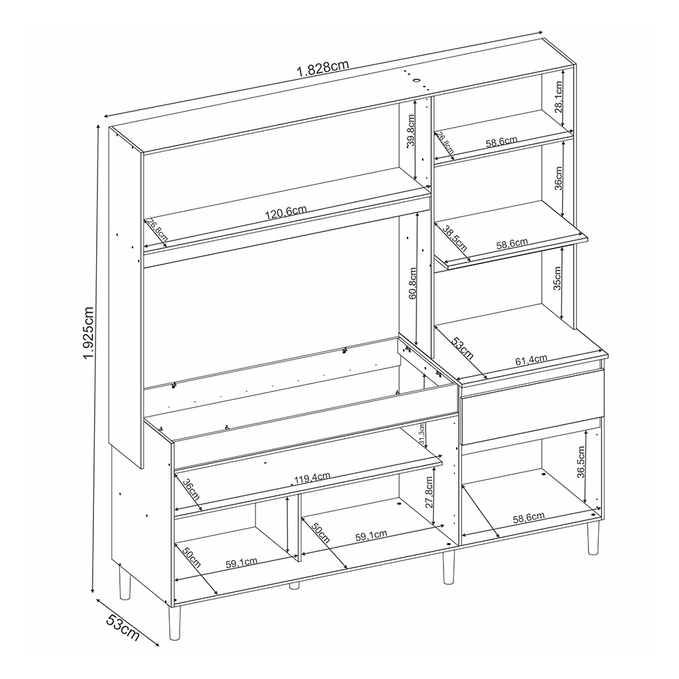 Cozinha Compacta Peru 5 Portas 1 Gaveta Amêndola e Nude