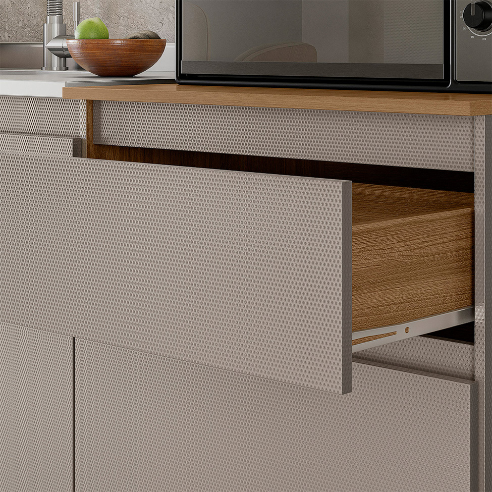 Cozinha Compacta Peru 5 Portas 1 Gaveta Amêndola e Nude