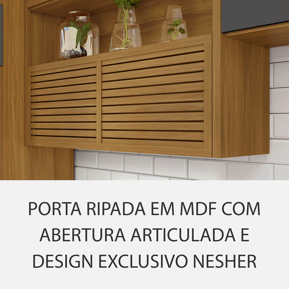 Cozinha Compacta Princesa 6 Portas 6 Gavetas Freijó e Grafite