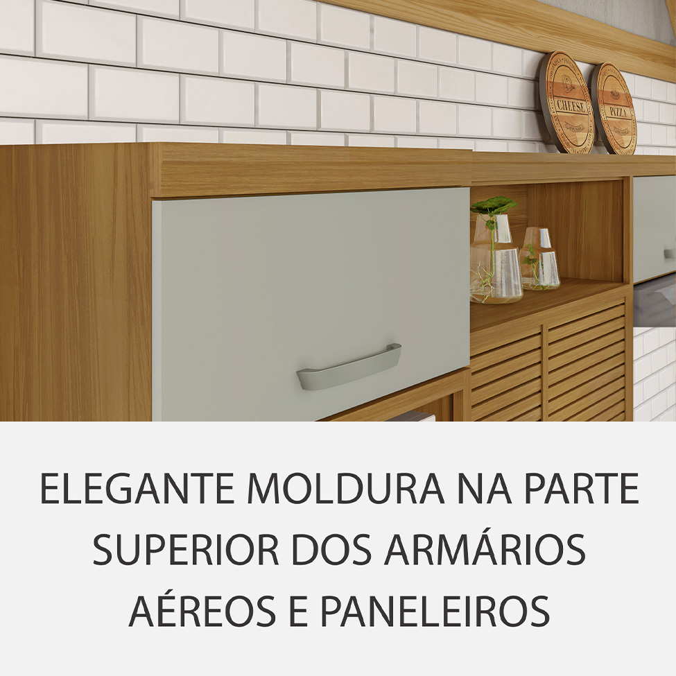 Cozinha Compacta Princesa 6 Portas 6 Gavetas Freijó e Off White