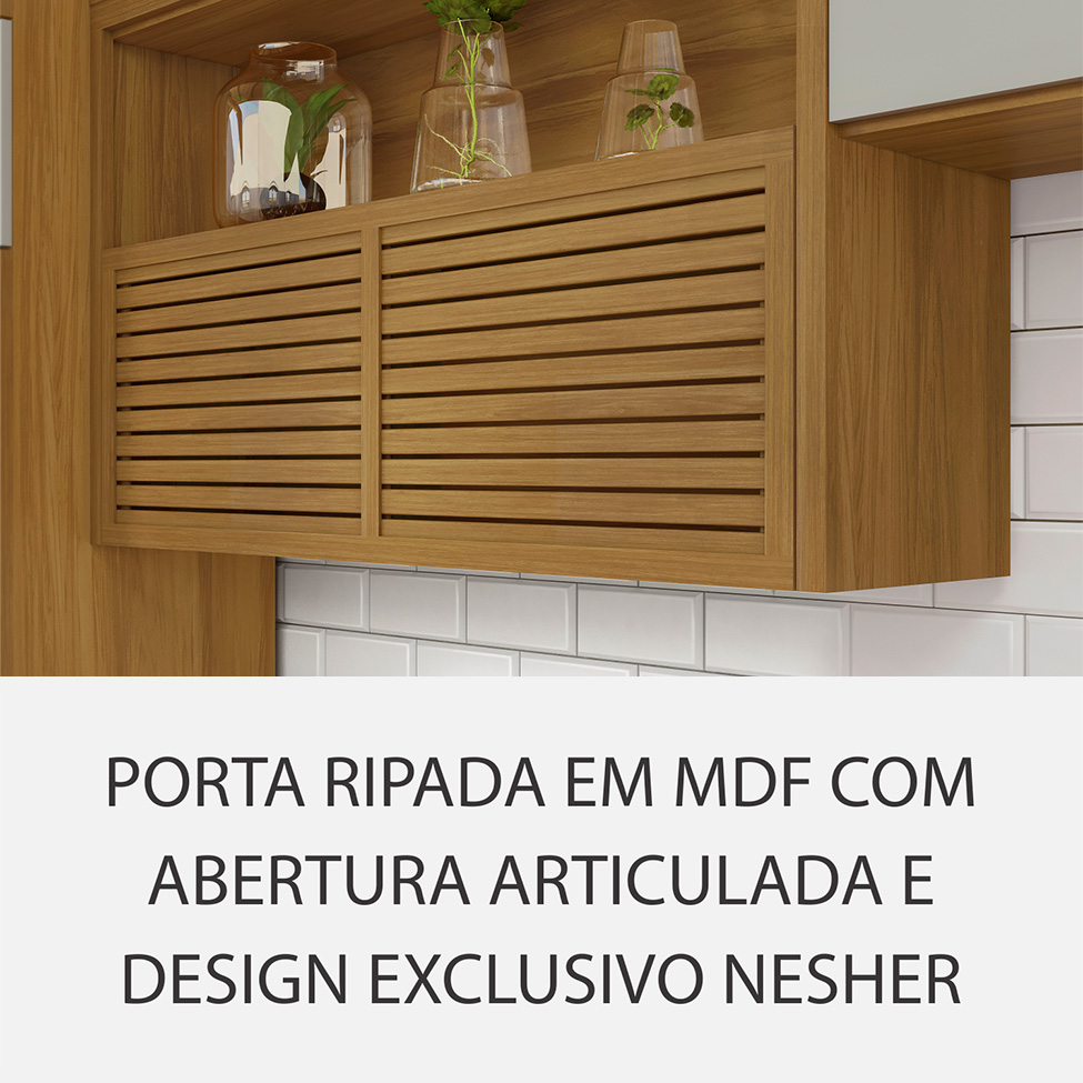 Cozinha Compacta Princesa 7 Portas 5 Gavetas Freijó e Off White