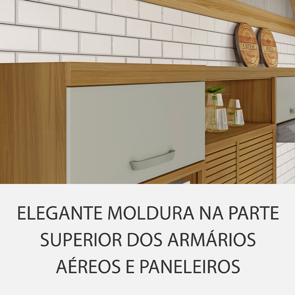 Cozinha Compacta Princesa 7 Portas 7 Gavetas Freijó e Off White