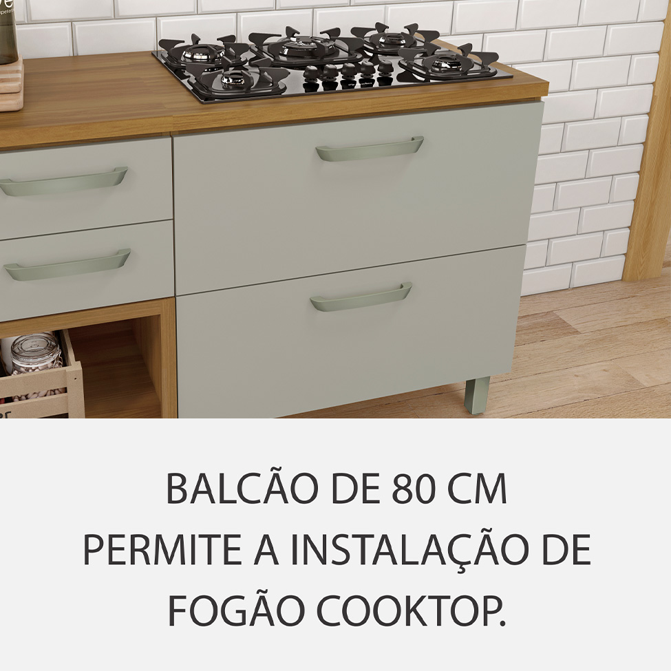 Cozinha Compacta Princesa 8 Portas 5 Gavetas Freijó e Off White