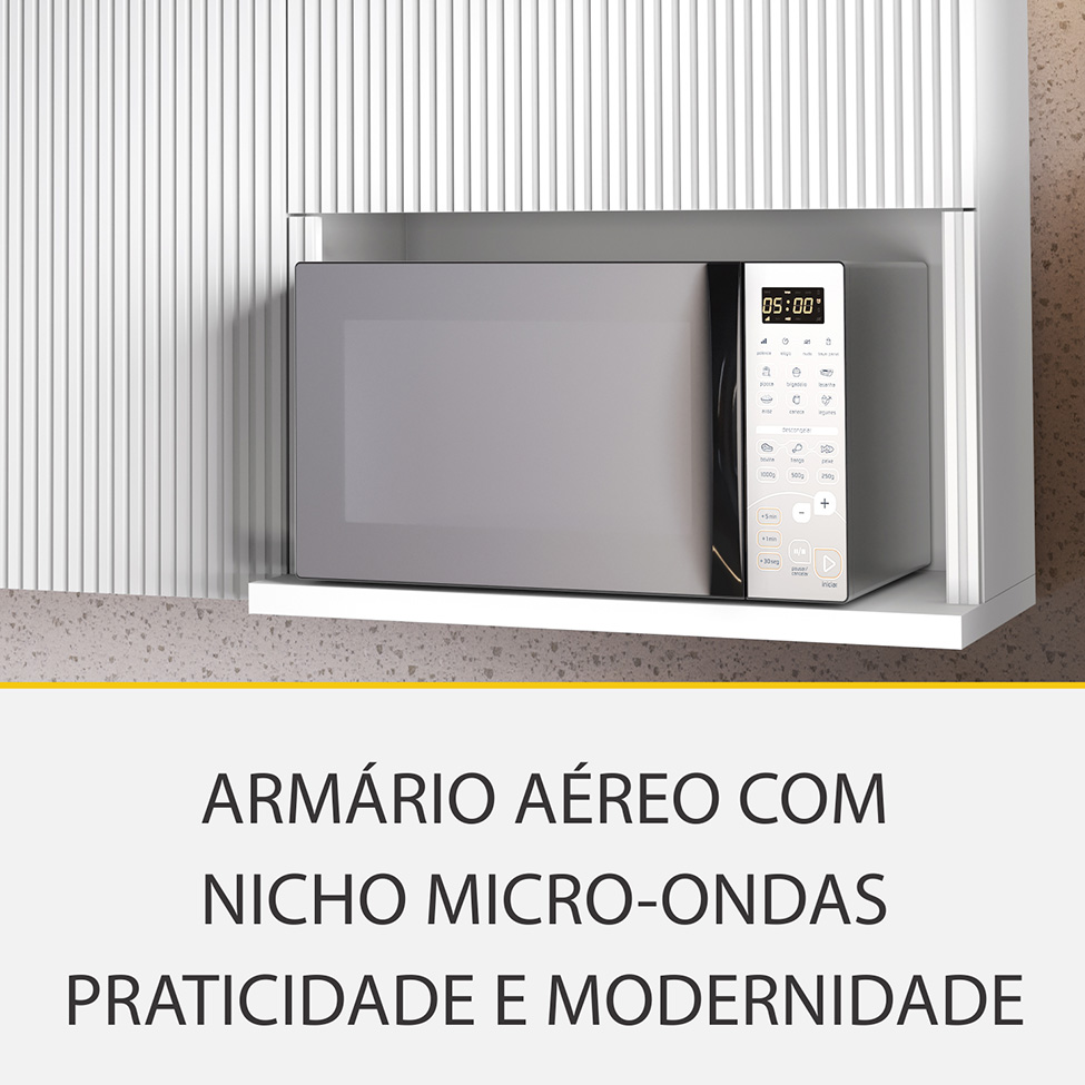 Cozinha Compacta Rainha 100% MDF 10 Portas 8 Gavetas Branca e Nature