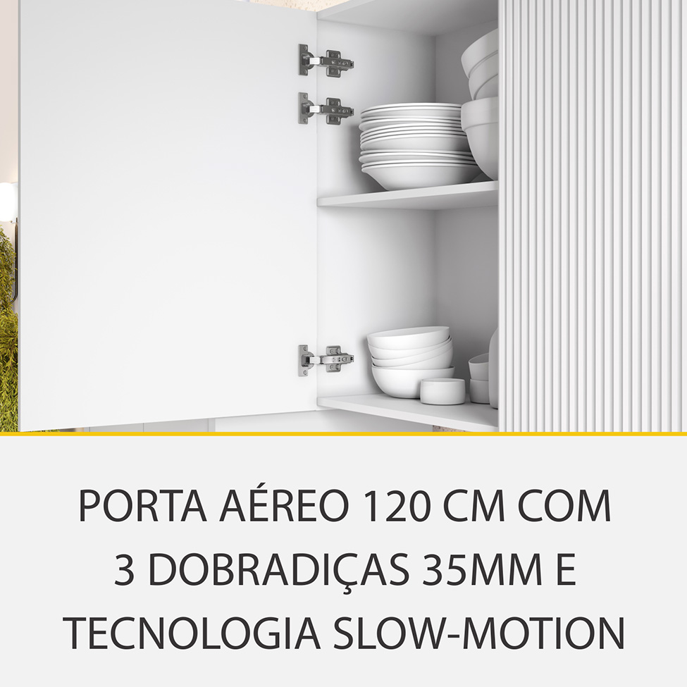 Cozinha Compacta Rainha 100% MDF 10 Portas 8 Gavetas Branca e Nature