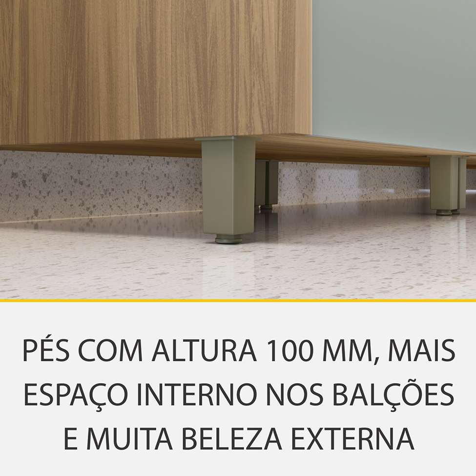 Cozinha Compacta Rainha 100% MDF 10 Portas 8 Gavetas Verde e Nature