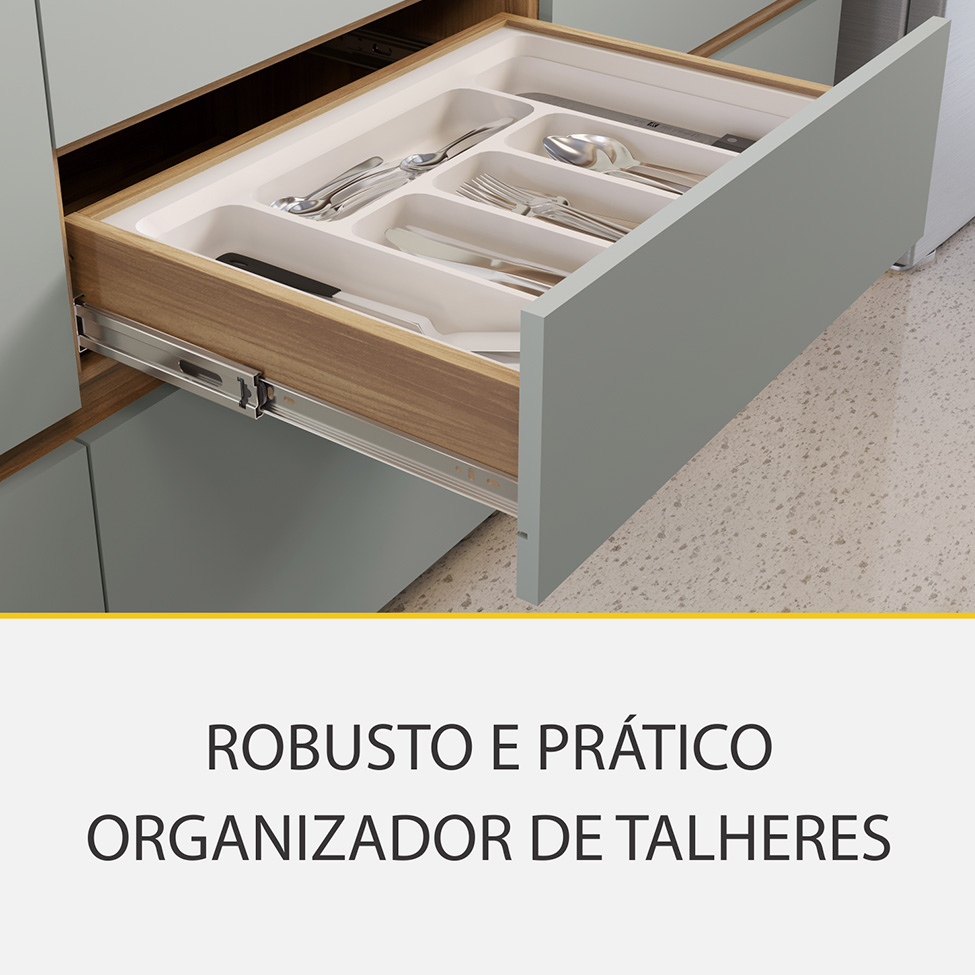 Cozinha Compacta Rainha 100% MDF 10 Portas 8 Gavetas Verde e Nature