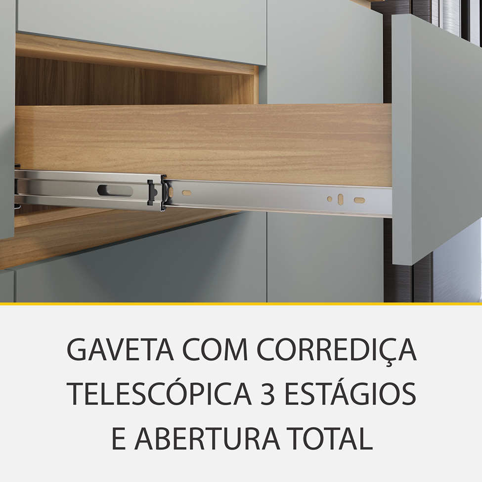 Cozinha Compacta Rainha 100% MDF 10 Portas 8 Gavetas Verde e Nature