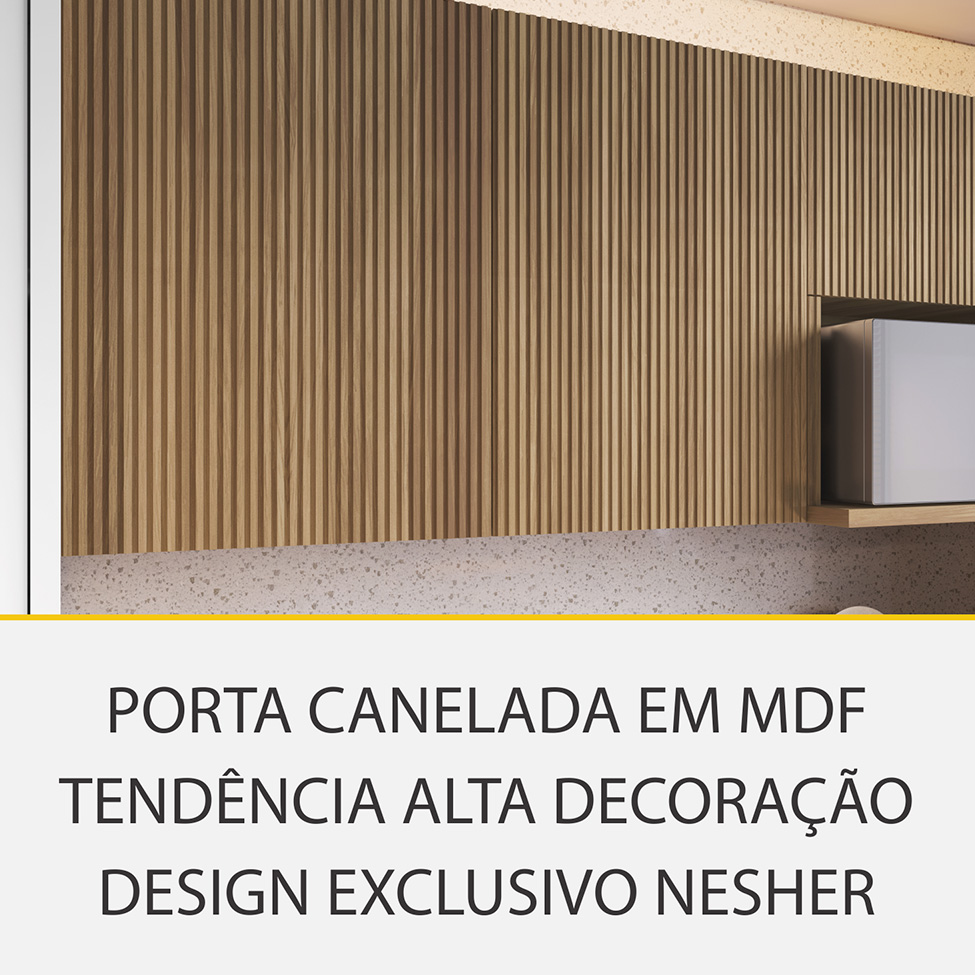 Cozinha Compacta Rainha 100% MDF 4 Portas 5 Gavetas Branca e Nature