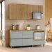 Cozinha Compacta Rainha 100% MDF 4 Portas 5 Gavetas Verde e Nature