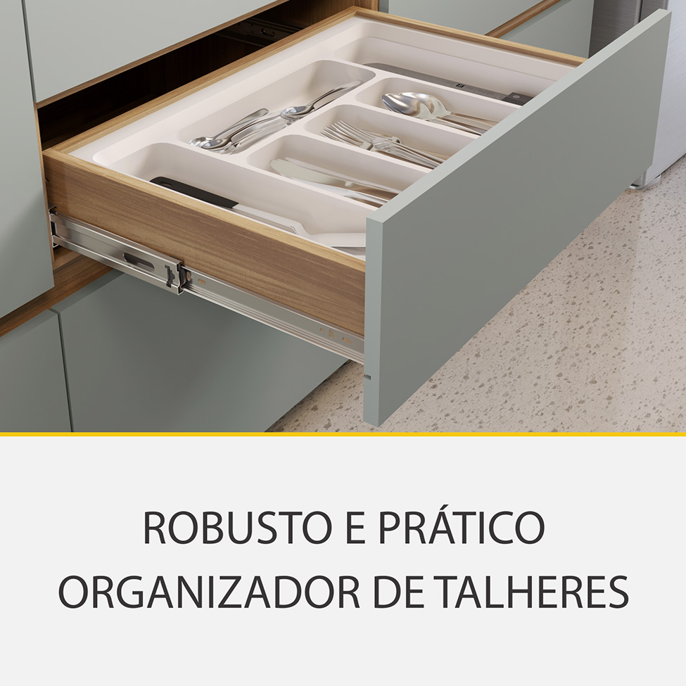 Cozinha Compacta Rainha 100% MDF 4 Portas 5 Gavetas Verde e Nature