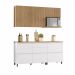 Cozinha Compacta Rainha 100% MDF 5 Portas 5 Gavetas Branca e Nature