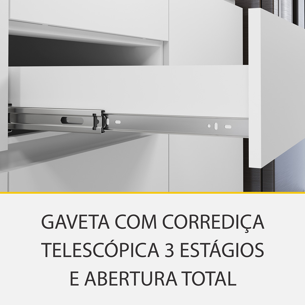 Cozinha Compacta Rainha 100% MDF 5 Portas 5 Gavetas Branca e Nature