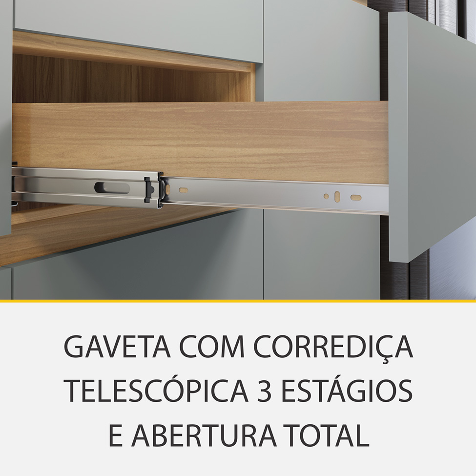 Cozinha Compacta Rainha 100% MDF 5 Portas 5 Gavetas Verde e Nature