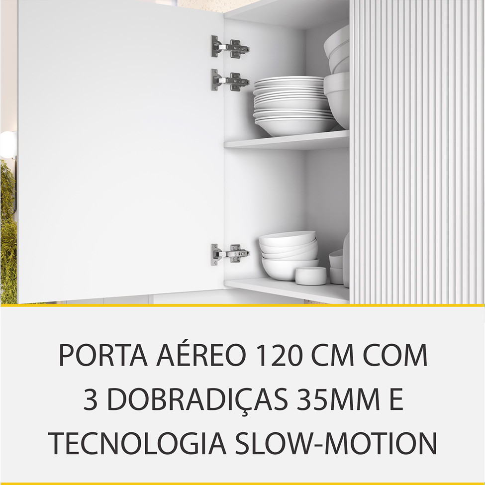 Cozinha Compacta Rainha 100% MDF 8 Portas 7 Gavetas Branca e Nature