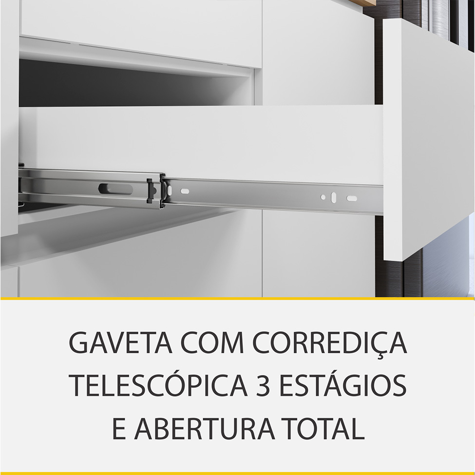 Cozinha Compacta Rainha 100% MDF 8 Portas 7 Gavetas Branca e Nature