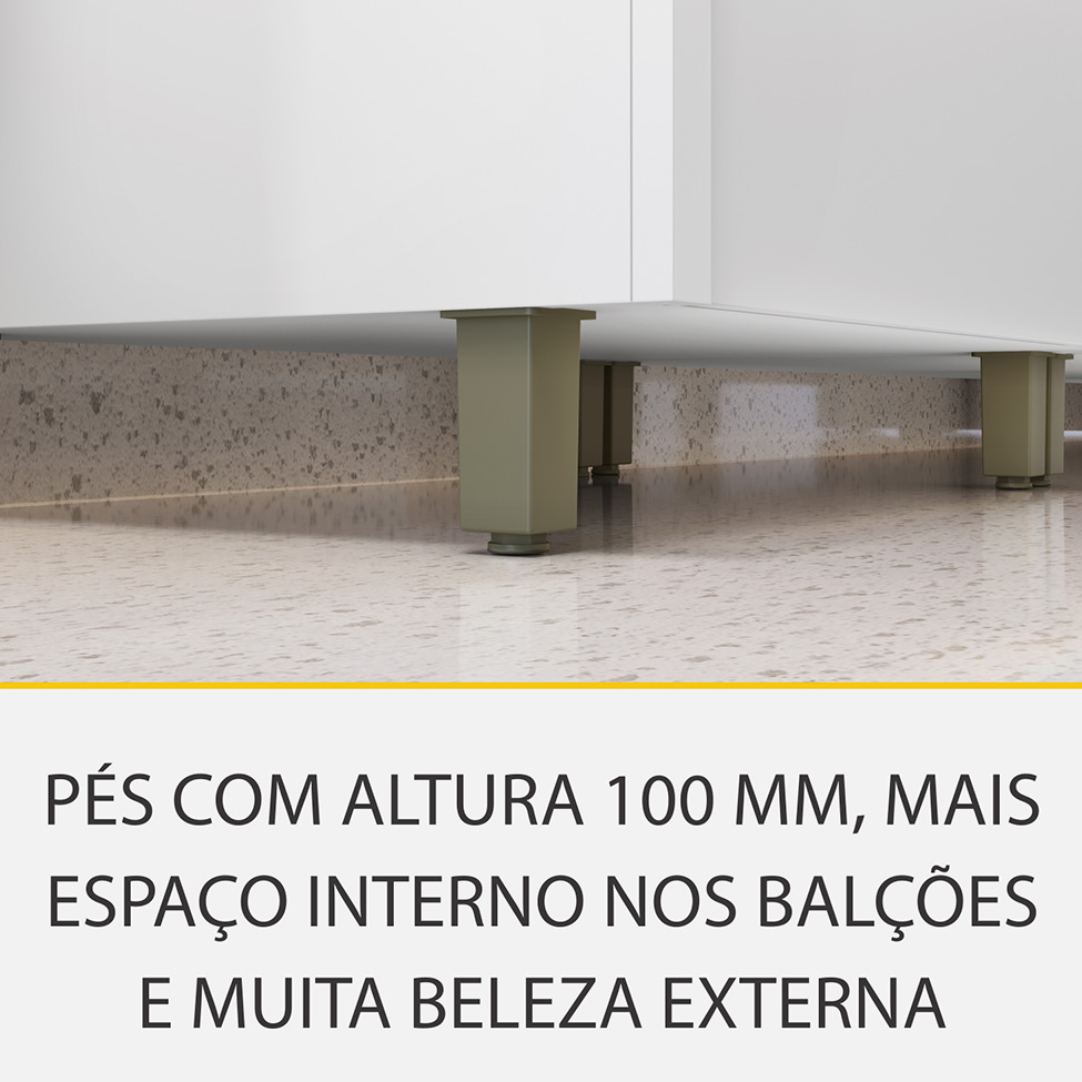 Cozinha Compacta Rainha 100% MDF 9 Portas 8 Gavetas Branca e Nature