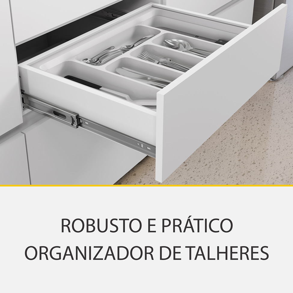 Cozinha Compacta Rainha 100% MDF 9 Portas 8 Gavetas Branca e Nature