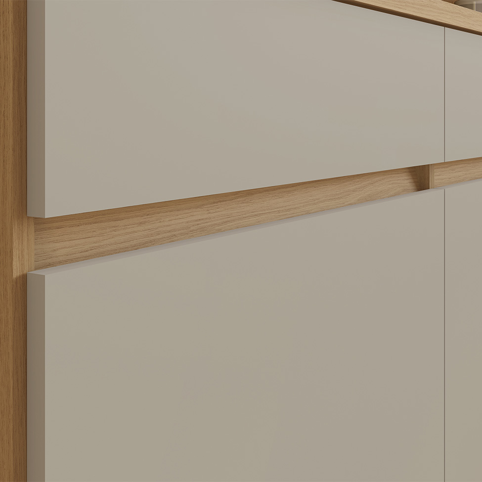 Cozinha Compacta Realeza 100% MDF 4 Portas 2 Gavetas Carvalho e Greice