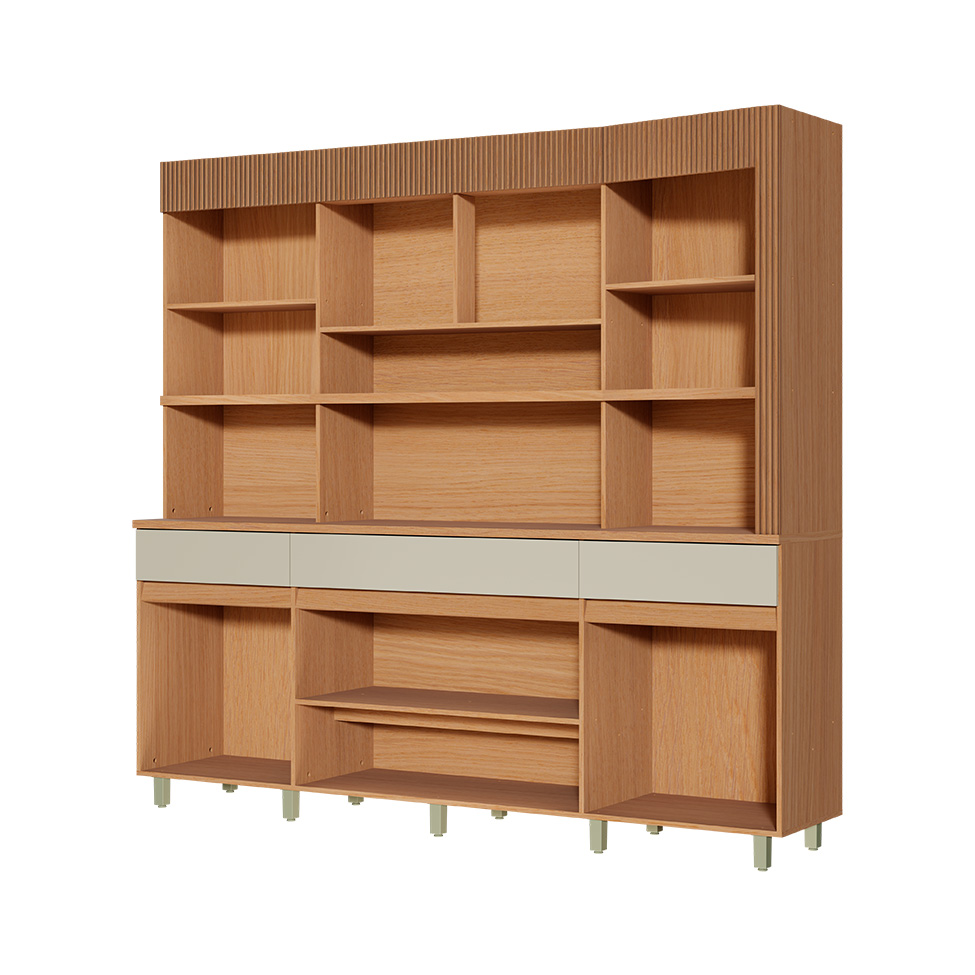 Cozinha Compacta Realeza 100% MDF 6 Portas 3 Gavetas Carvalho e Greige