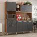 Cozinha Compacta Select 6 Portas 3 Gavetas Amêndola e Grafite