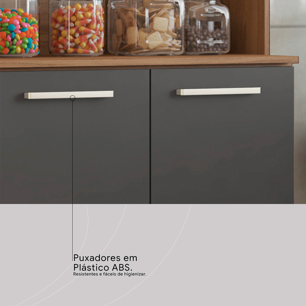 Cozinha Compacta Select 6 Portas 3 Gavetas Amêndola e Grafite