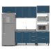Cozinha Compacta Sem Tampo Amara 7 Portas 5 Gavetas Azul e Branca