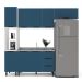 Cozinha Compacta Sem Tampo Meena 8 Portas 3 Gavetas Azul e Branca
