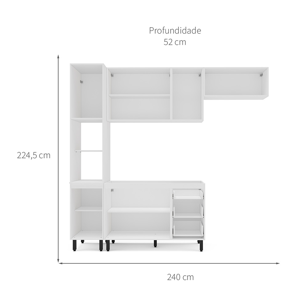 Cozinha Compacta Sem Tampo Meena 8 Portas 3 Gavetas Verde e Branca