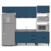 Cozinha Compacta Sem Tampo Meena 8 Portas 4 Gavetas Azul e Branca