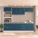 Cozinha Compacta Sem Tampo com Rodapé Amara 9 Portas 5 Gavetas Azul e Branca