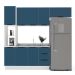 Cozinha Compacta Sem Tampo com Rodapé Meena 8 Portas 3 Gavetas Azul e Branca
