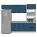 Cozinha Compacta Sem Tampo com Rodapé Meena 8 Portas 4 Gavetas Azul e Branca