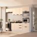 Cozinha Compacta Sem Tampo com Rodapé Meena 8 Portas 4 Gavetas Creme e Branca