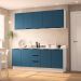 Cozinha Compacta Sem Tampo com Rodapé Meena 9 Portas 3 Gavetas Azul e Branca