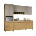 Cozinha Compacta Simone Mendes 100% MDF 12 Portas 4 Gavetas Bege e Carvalho