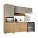Cozinha Compacta Simone Mendes 100% MDF 9 Portas 3 Gavetas Bege e Carvalho