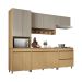 Cozinha Compacta Simone Mendes 100% MDF 9 Portas 4 Gavetas Bege e Carvalho