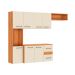 Cozinha Compacta Suspensa Mila 7 Portas 2 Gavetas Cinamomo e Off White