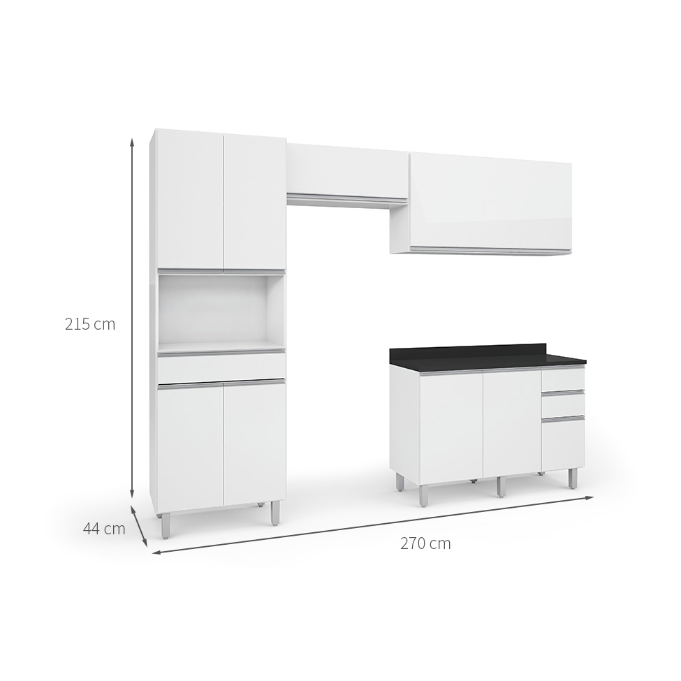 Cozinha Compacta Top Class 8 Portas 3 Gavetas Branca