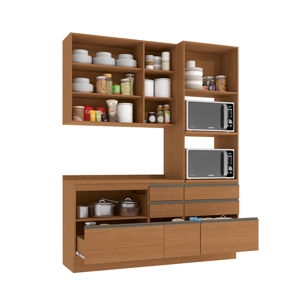 Cozinha Compacta Valence 5 Portas 7 Gavetas Canela