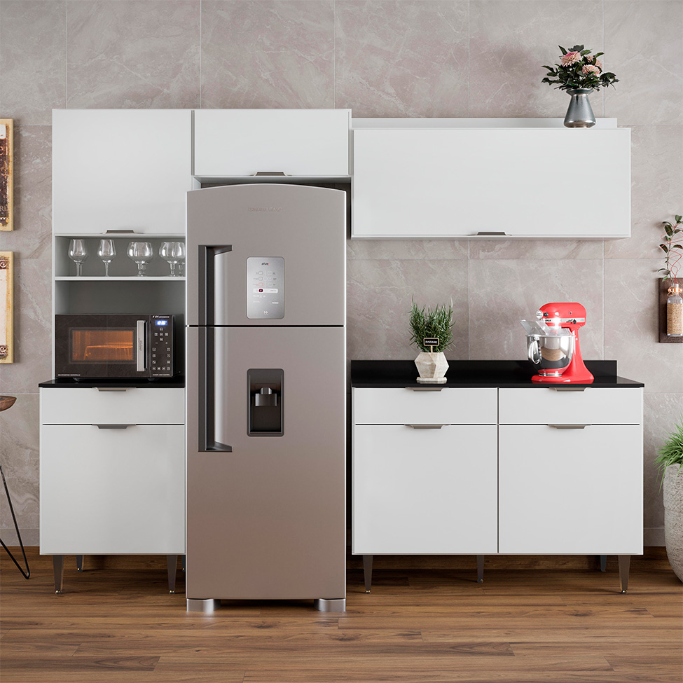 Cozinha Compacta Vittória 4 Portas 1 Gaveta Branca