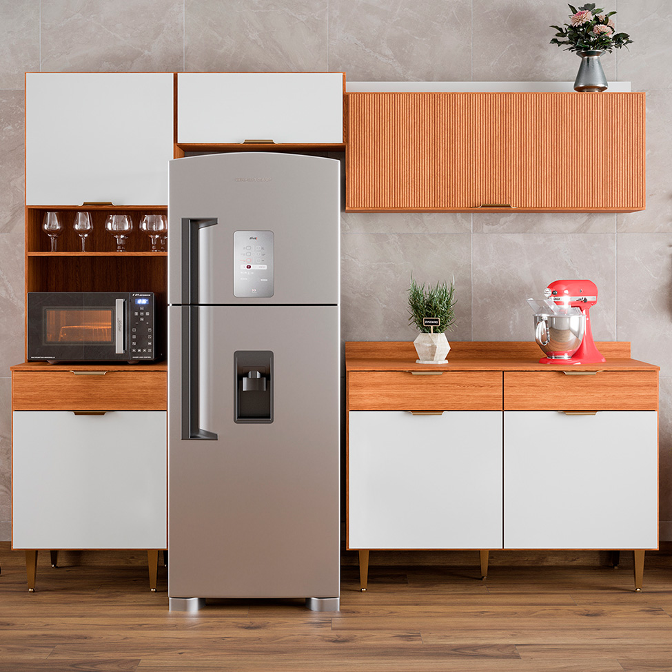 Cozinha Compacta Vittória 4 Portas 1 Gaveta Freijó e Off White