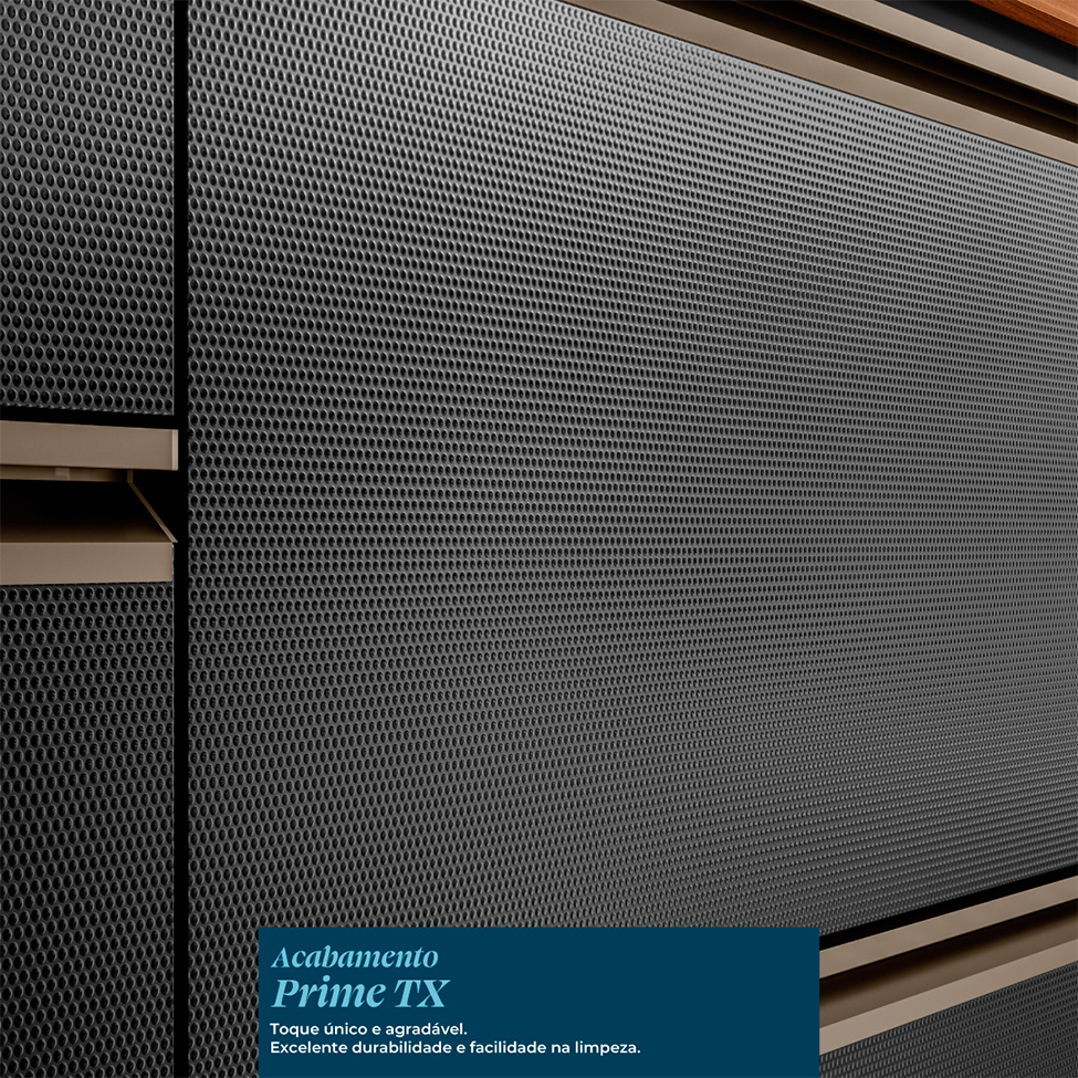 Cozinha Compacta com 2 Vidros Reflecta Proença 6 Portas 6 Gavetas Carbono e Nogueira